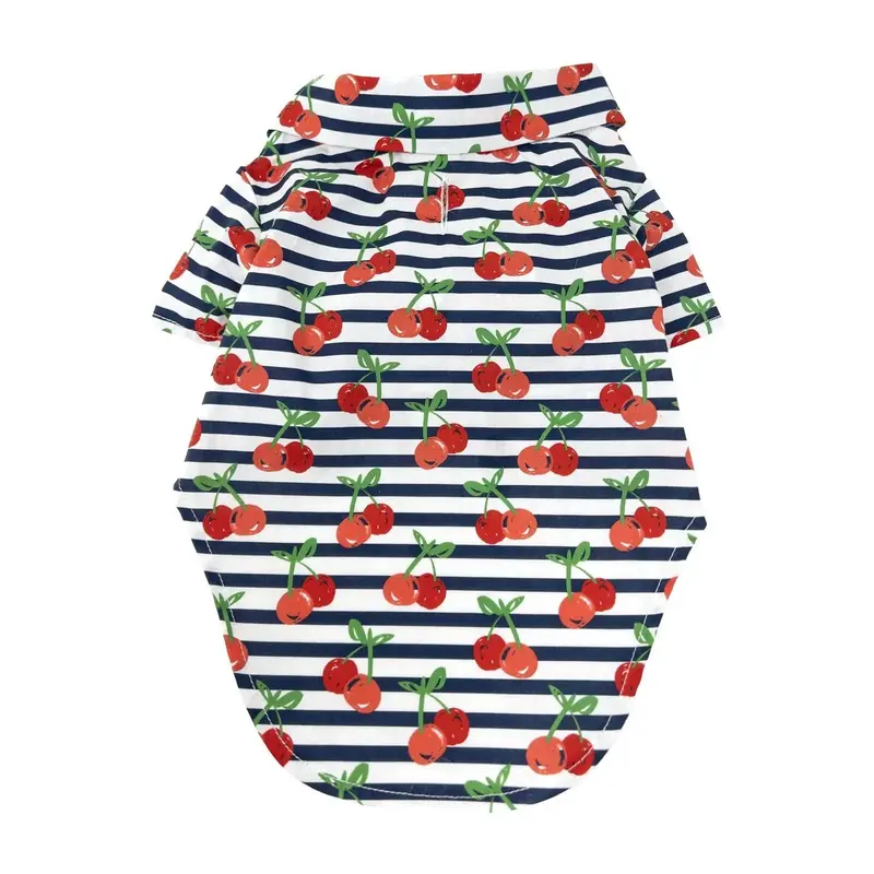 Hawaiian Camp Shirt by Doggie Design - Cherry Stripe