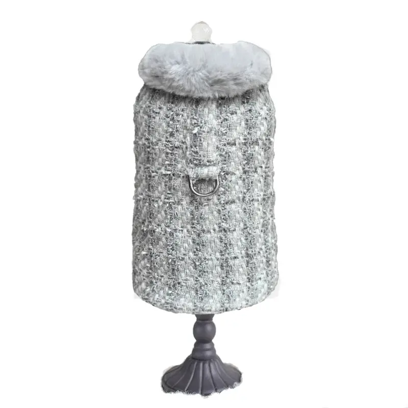 Hello Doggie Annabella Tweed  Dog Coat - Platinum