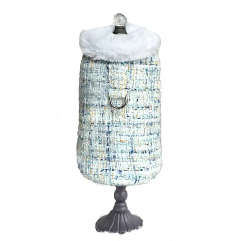 Hello Doggie Annabella Tweed  Dog Coat - Sky Blue