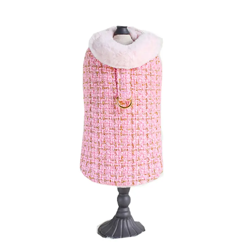 Hello Doggie Chantel Tweed Dog Coat - Bubblegum Pink