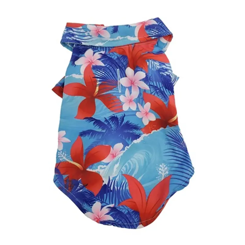 Hip Doggie Hawaiian Button Down Dog Shirt - Blue