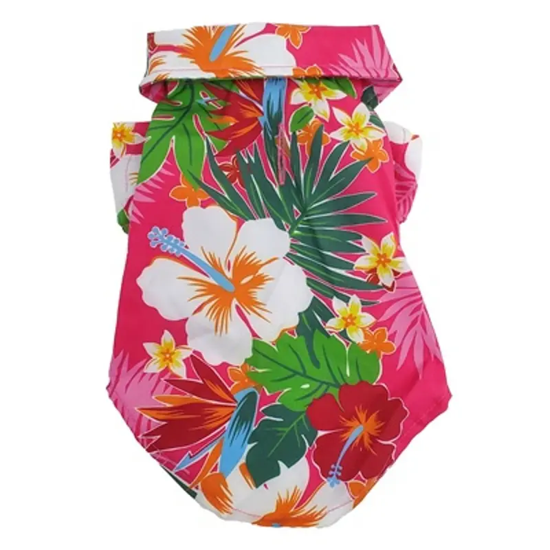 Hip Doggie Hawaiian Button Down Dog Shirt - Pink