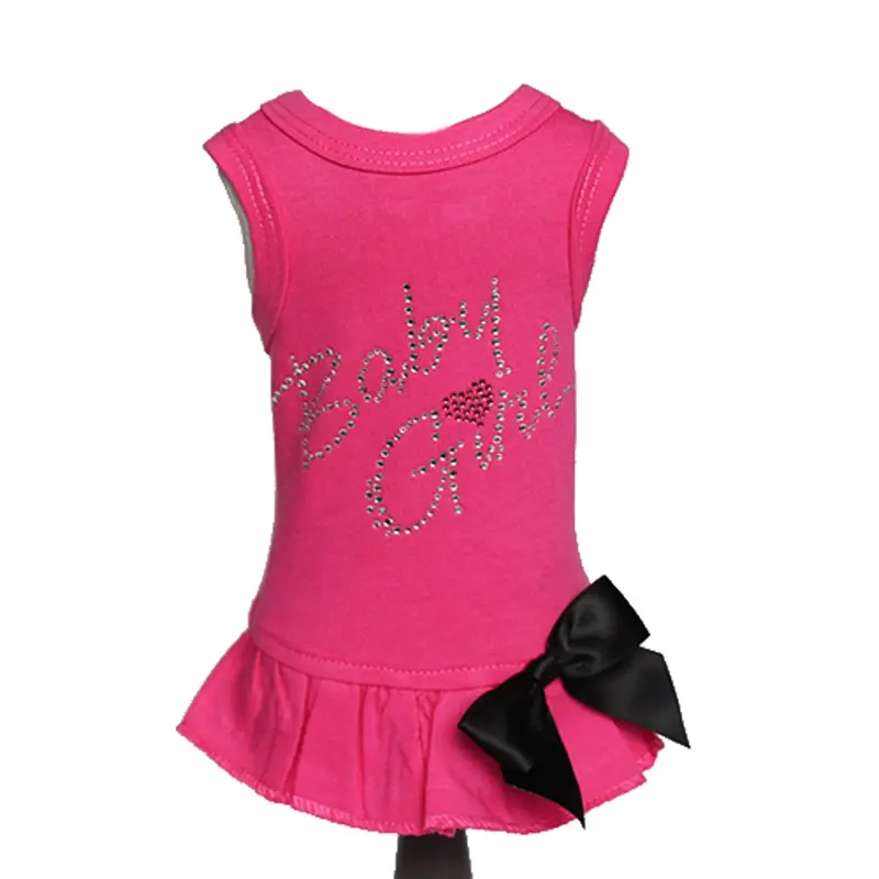 Hello Doggie Baby Girl Dog Dress - Fuchsia