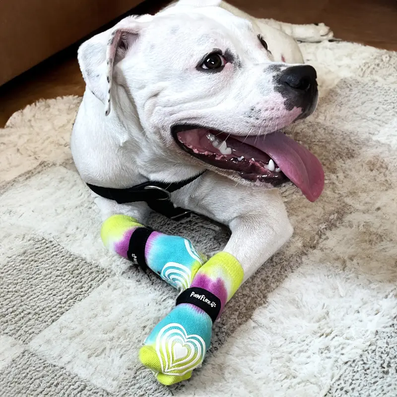 PawFlex Comfy Pawz High Rise Long Cotton Dog Socks - Tie Dye