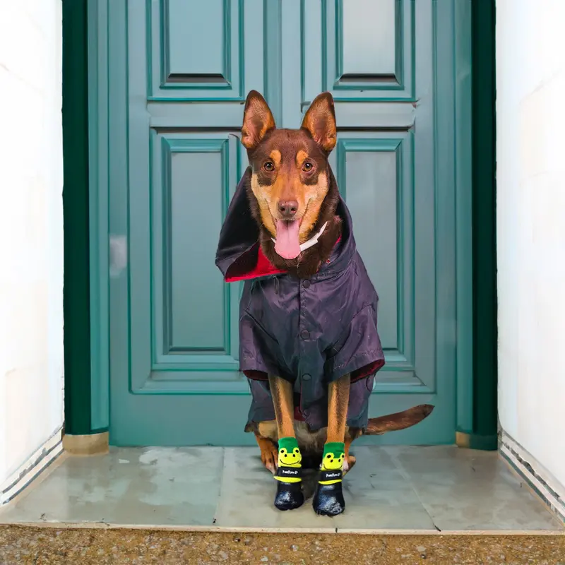 PawFlex Comfy Pawz Long Smooth Double Dipped Waterproof Dog Boots - Green Frog