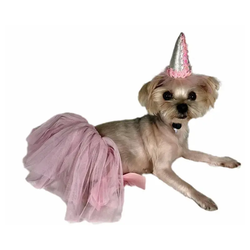Pawpatu Birthday Hat and Dog Tutu Set - Pink