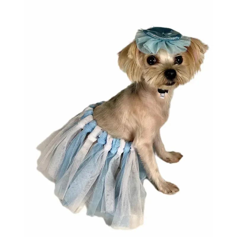 Pawpatu Mermaid Shell Hat and Dog Tutu Set - Blue