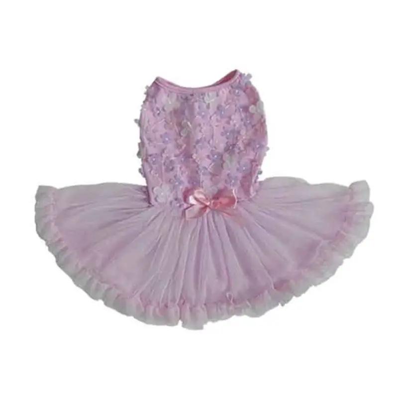 Pawpatu Mini Flower Elegant Petti Dog Dress - Pink & Purple