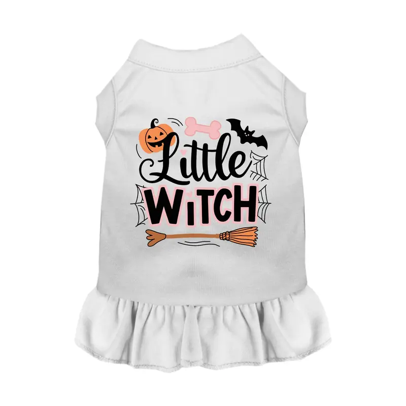 Mirage Halloween Little Witch Dog Dress - White
