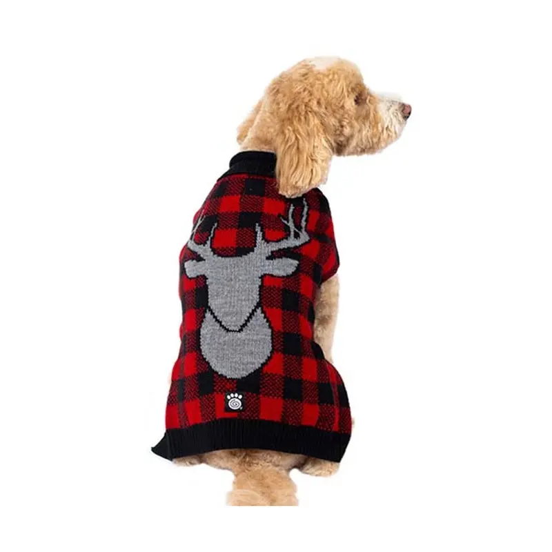 Petrageous Jackson Heathered Elk Dog Sweater - Red/Black