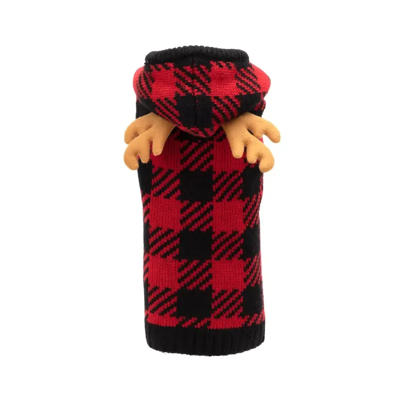 Worthy Dog Buffalo Moose Dog Hoodie - Red/Black