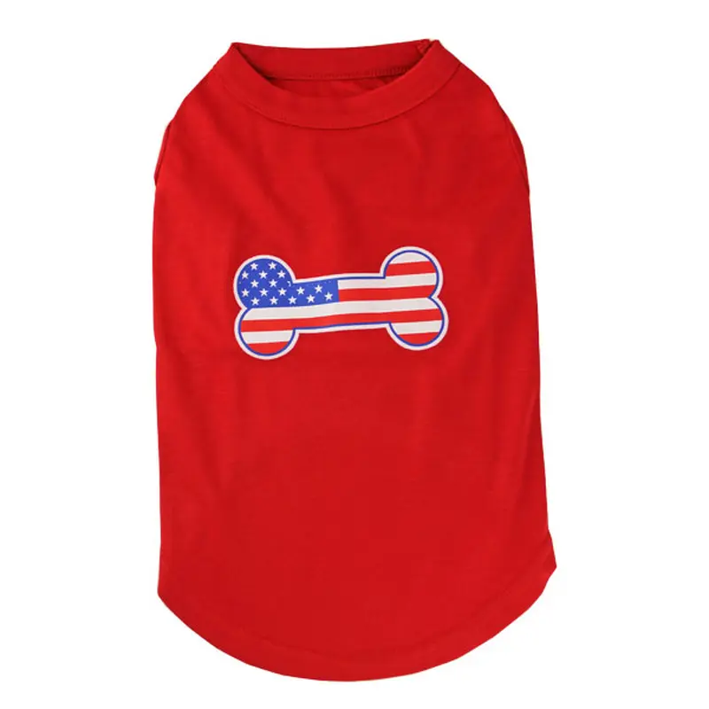 Bone-Shaped American Flag Dog Tank Top - Red