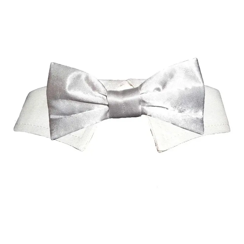 Pooch Outfitters Satin Pet Bowtie Collar - Silver 