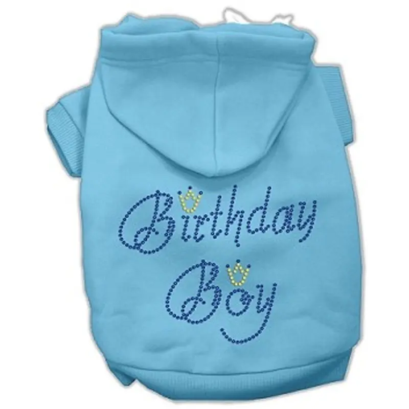 Birthday Boy Rhinestone Dog Hoodie - Baby Blue
