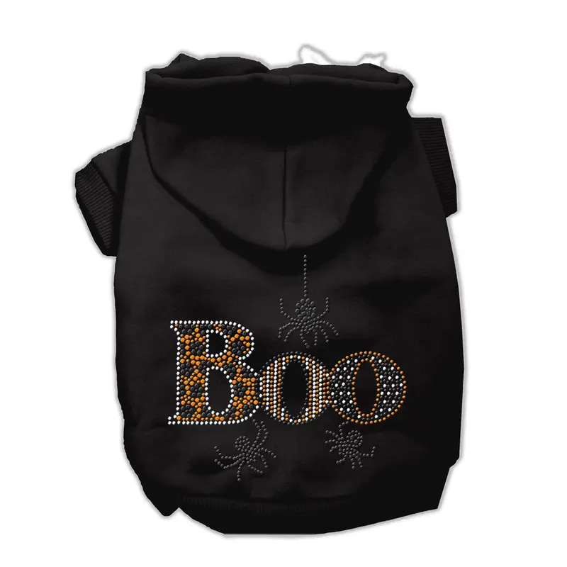 Boo Rhinestone Dog Hoodie - Black