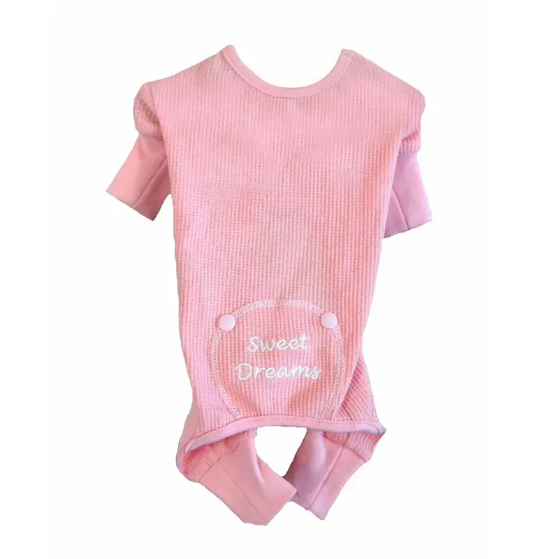 Sweet Dreams Embroidered Dog Pajamas by Doggie Design - Pink