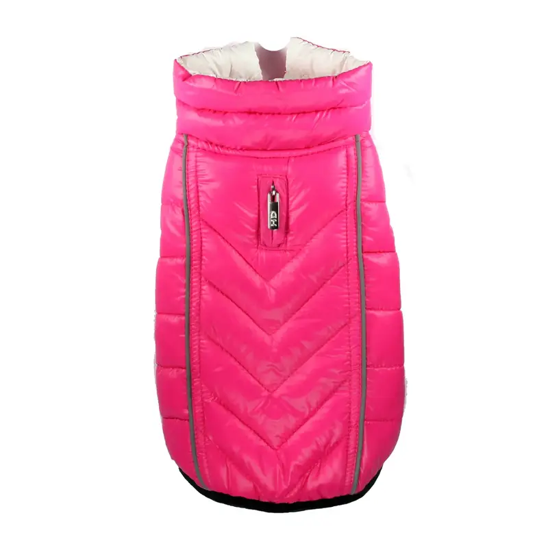 Hip Doggie Featherlite Reversible-Reflective Puffer Dog Vest - Pink/White