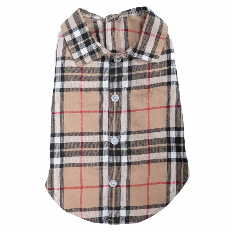 Worthy Dog Tan Plaid Dog Shirt