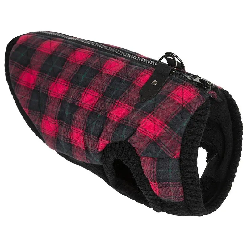 Fashion Bomber Check Dog Vest by Gooby - Red