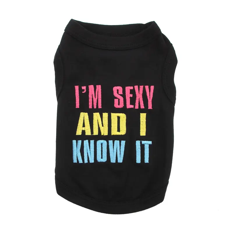 I'm Sexy and I Know It Dog Tank by Parisian Pet - Black