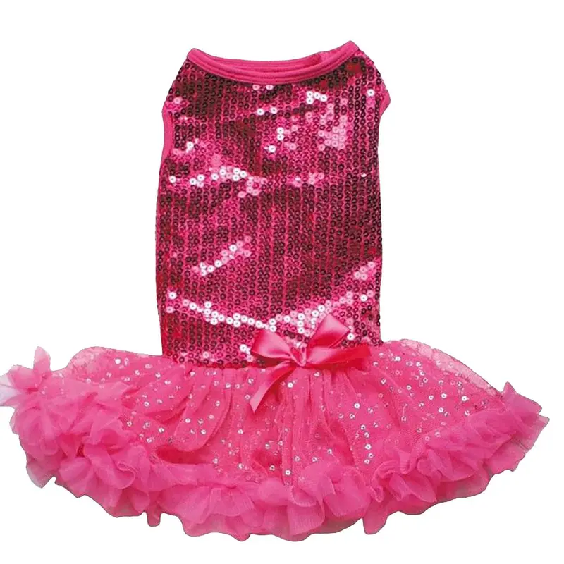 Pawpatu Sequin Dog Dress - Dark Pink