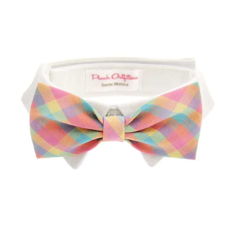 Pooch Outfitters Riley Dog Shirt Collar and Bow Tie - Pastel Plaid