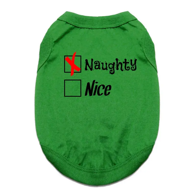 Naughty or Nice Dog Shirt - Naughty Green