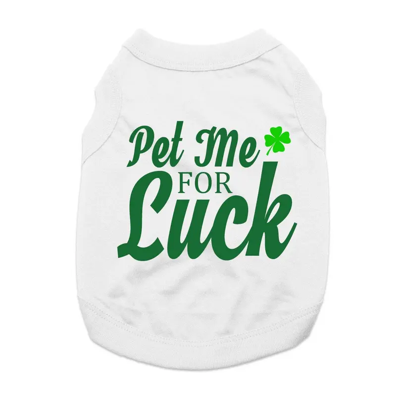 Pet Me for Luck Dog Shirt - White