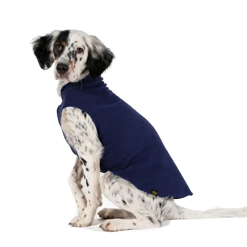 Gold Paw Fleece Dog Jacket - Navy Blue
