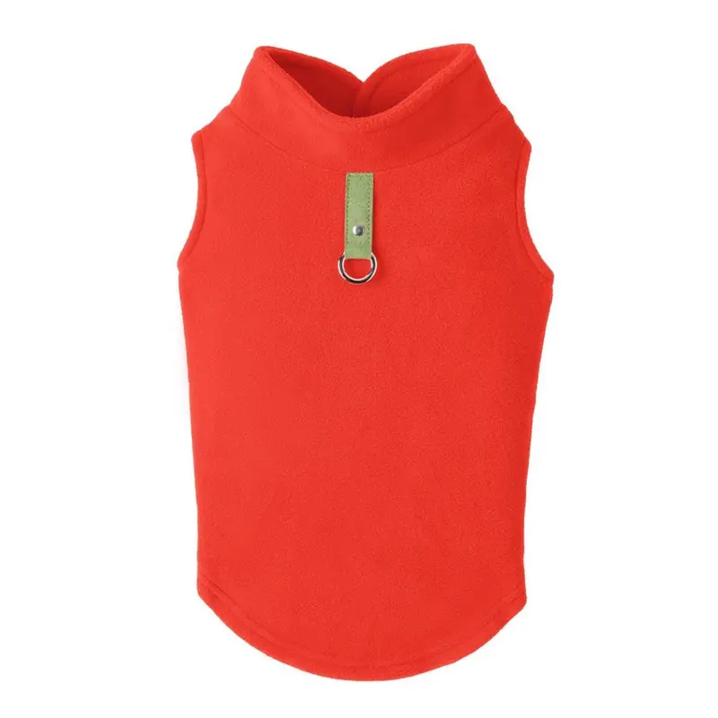 Gooby Fleece Dog Vest - Pumpkin with Green