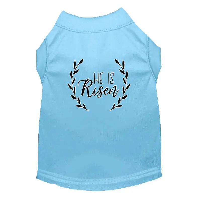 He Is Risen Screen Print Dog Shirt - Baby Blue