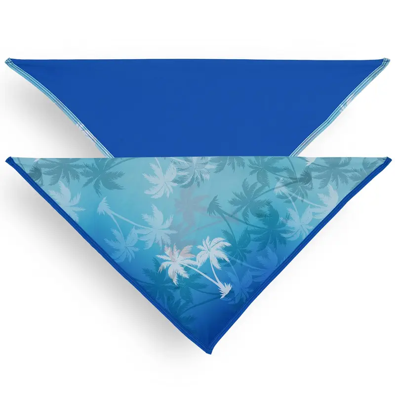 Playa Pup UPF50+ Reversible Dog Bandana - Palm Tree Blue/Royal Blue