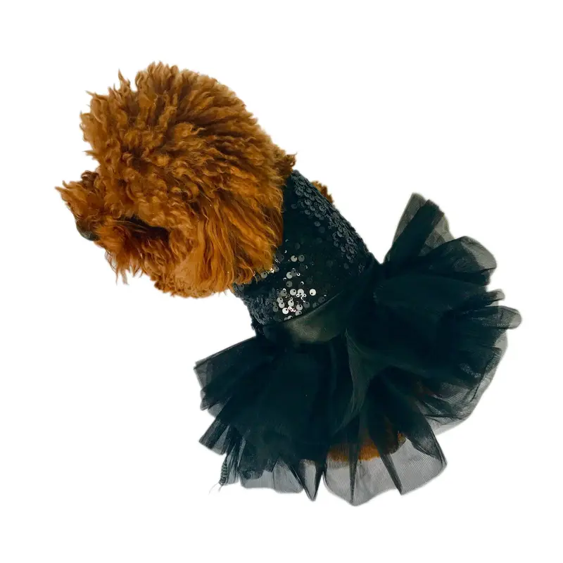The Dog Squad Marilyn Sequin Fufu Tutu Dog Dress - Black