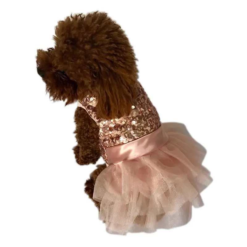 The Dog Squad Marilyn Sequin Fufu Tutu Dog Dress - Rose Gold