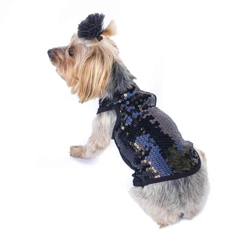 The Dog Squad On the Rocks Sequin Dog Tank - Black