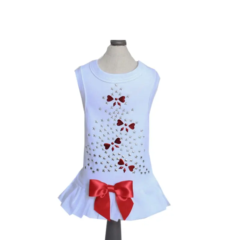 Hello Doggie Holiday Sparkle Dog Dress - White