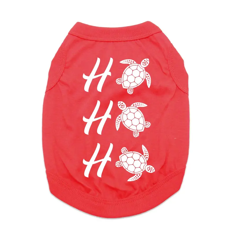Ho Ho Ho Holiday Sea Turtle Dog Shirt - Red