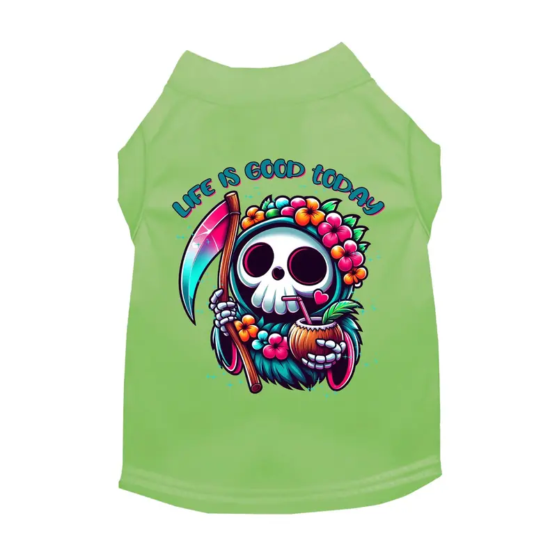 Mirage Halloween Tropical Grim Reaper Dog Shirt - Lime Green