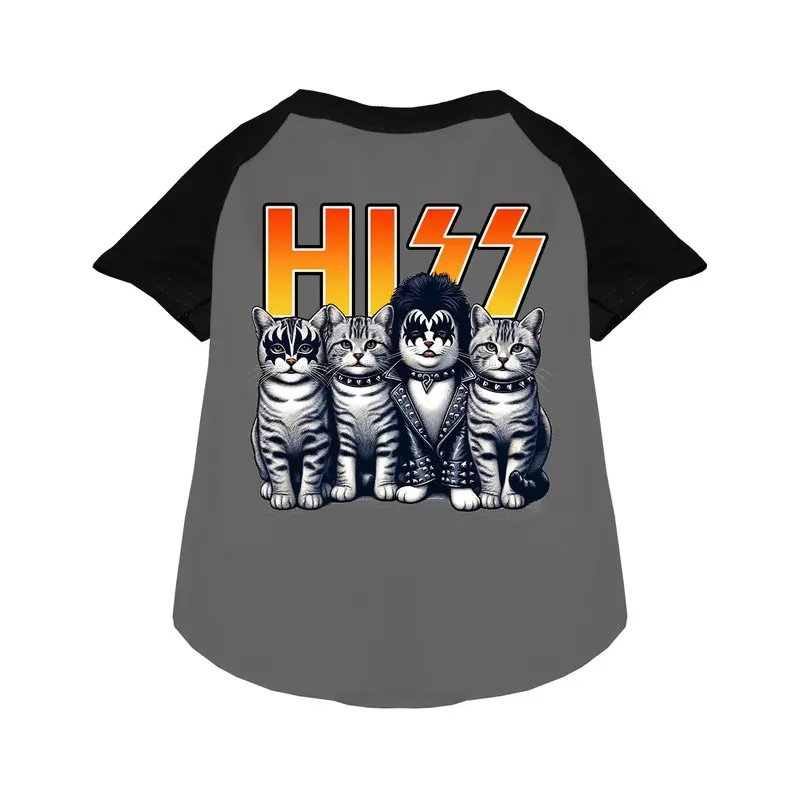 Mirage Hiss Kitties Raglan Pet Shirt - Gray with Black