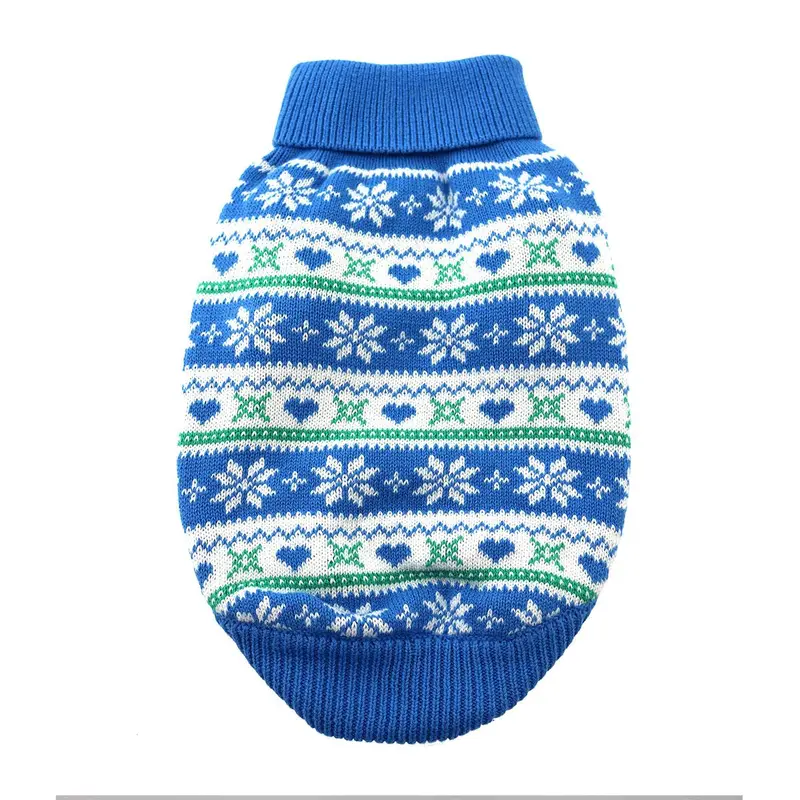 Snowflake and Hearts Dog Sweater by Doggie Design - Blue