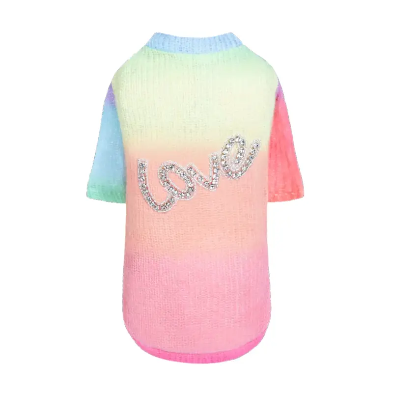 Hello Doggie Love Dog Sweater - Rainbow