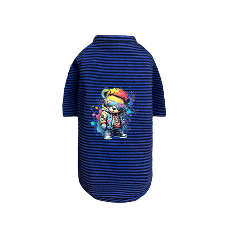 Hello Doggie Punk Brats Dog Tee - Blue Striped