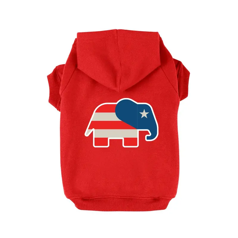 American Republican Elephant Dog Hoodie - Red