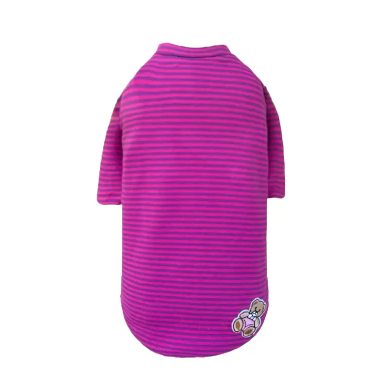 Hello Doggie Striped Baby Bear Dog Shirt - Pink