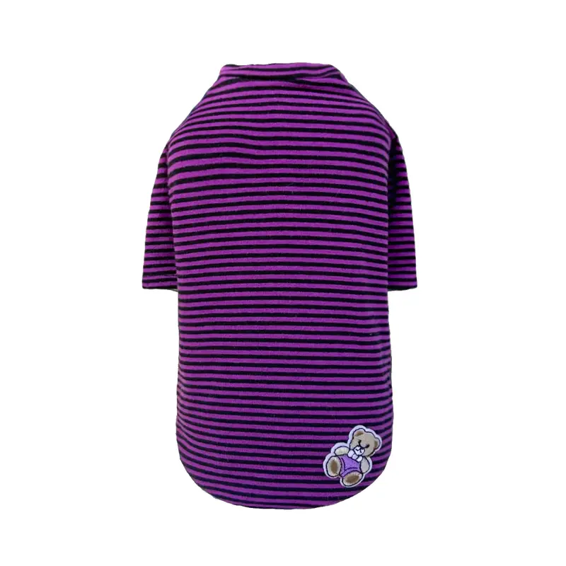 Hello Doggie Striped Baby Bear Dog Shirt - Purple