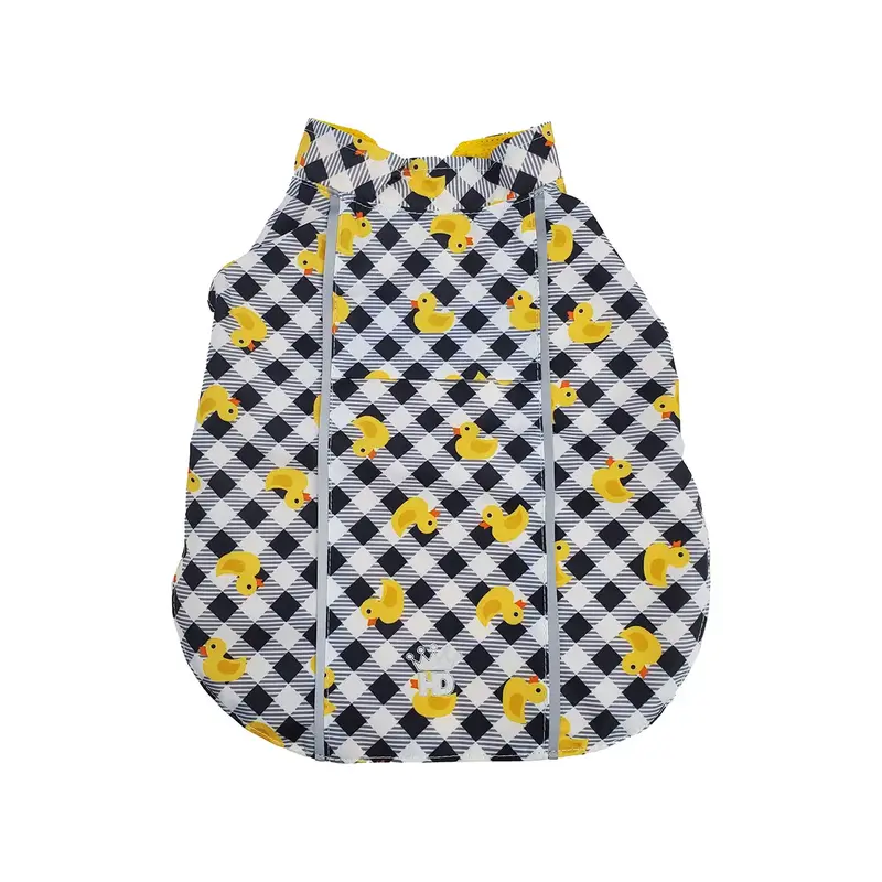 Hip Doggie Hoodless Dog Raincoat - Ducks/Plaid