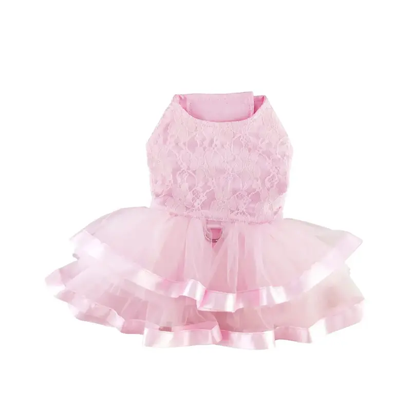 Pink Lace and Ruffles Dog Harness Dress by Doggie Design