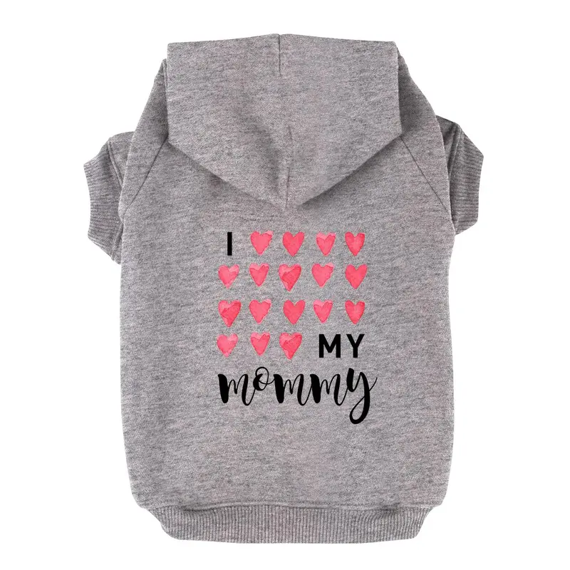 I Love My Mommy Dog Hoodie - Gray