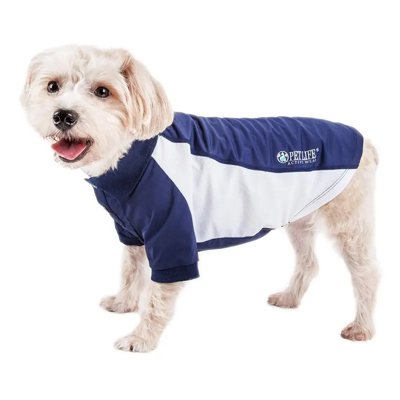 Pet Life ACTIVE Barko Pawlo Performance Dog Polo - Navy and White