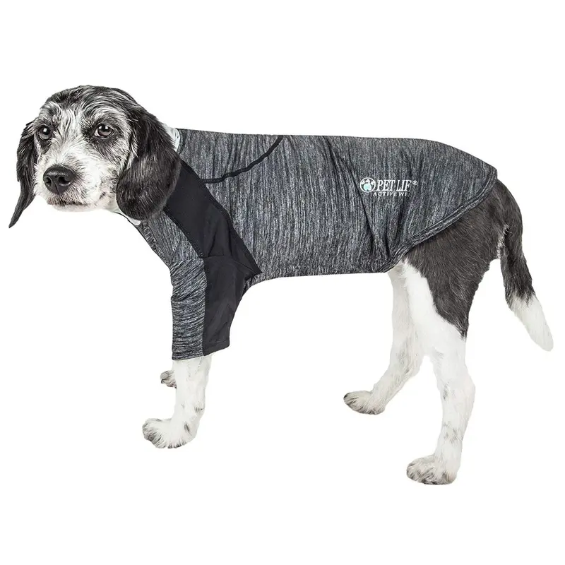 Pet Life ACTIVE Chewitt Wagassy Performance Long Sleeve Dog T-Shirt- Black